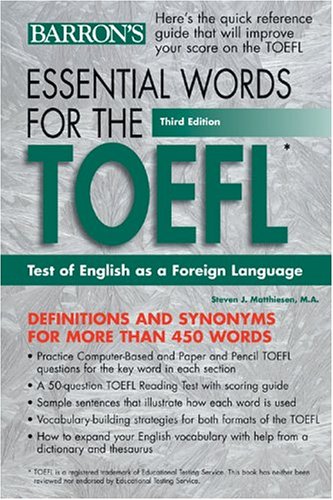 Essential Words For The Toefl 3rd Edition Steven J Matthiesen