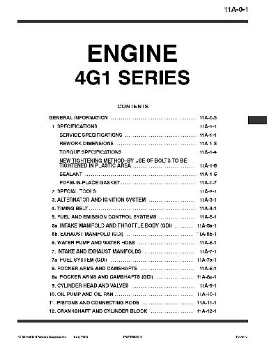 Mitsubishi Guidelines For Repair And Maintenance Of Engines 4g1 Series