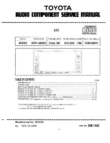Toyota 4runner 2002 Audio Component Service Manual