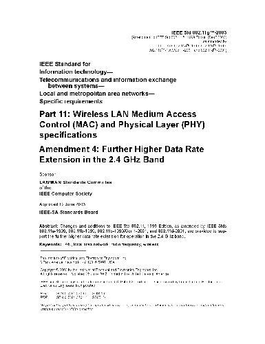 Ieee80211g Part 11 Wireless Lan Medium Access Control Mac And Physical Layer Phy Specifications