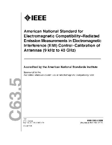 Ansi Ieee C635 Electromagnetic Compatibilityradiated Emission Measurements In Electromagnetic Interference Emi Controlcalibration Of Antenas 9 Khz To 40 Ghz Emc 73pages