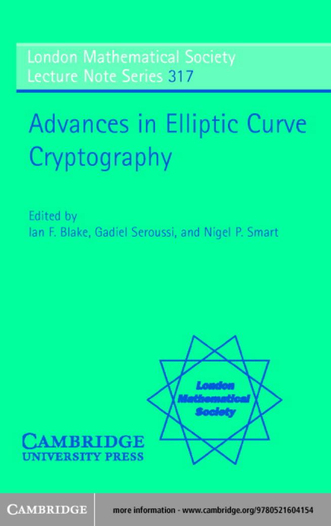 Advances In Elliptic Curve Cryptography 2nd Ian F Blake G Seroussi Nigel P Smart
