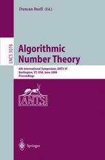 Algorithmic Number Theory 6th International Symposium Antsvi Burlington Vt Usa June 1318 2004 Proceedings 1st Edition Kiran S Kedlaya Auth