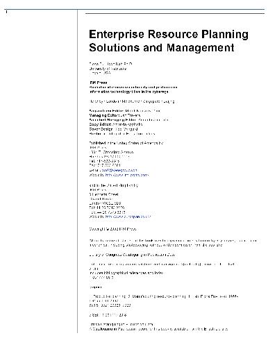 Enterprise Resource Planning Solutions And Management Fiona Fuihoon Nah