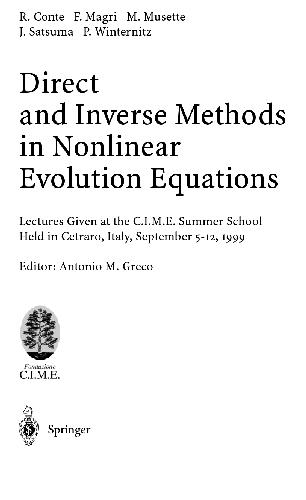 Direct And Inverse Methods In Nonlinear Evolution Equations Cime Lecs Cetraro 1999 Greco A Ed