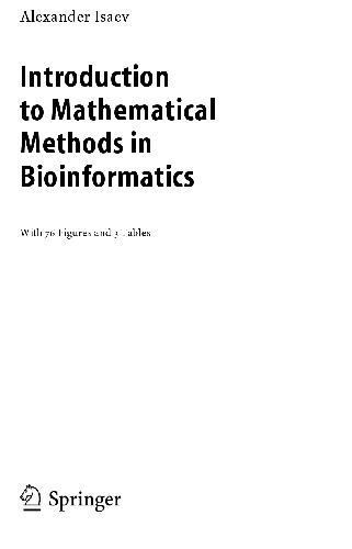 Introduction To Mathematical Methods In Bioinformatics A Isaev