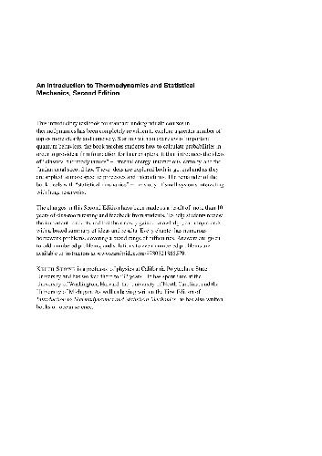 Introduction To Thermodynamics And Statistical Mechanics 2nd Edition Keith Stowe