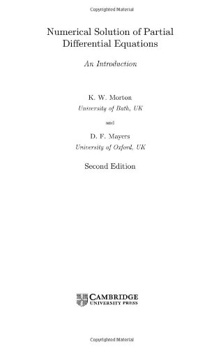 Numerical Solution Of Partial Differential Equations An Introduction 2nd Edition K W Morton