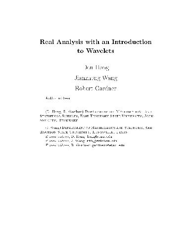 Real Analysis With An Introduction To Wavelets Hong D Wang J