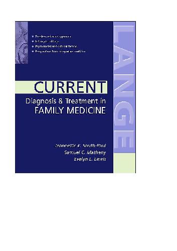 Current Diagnosis Treatment In Family Medicine Jeannette Matheny