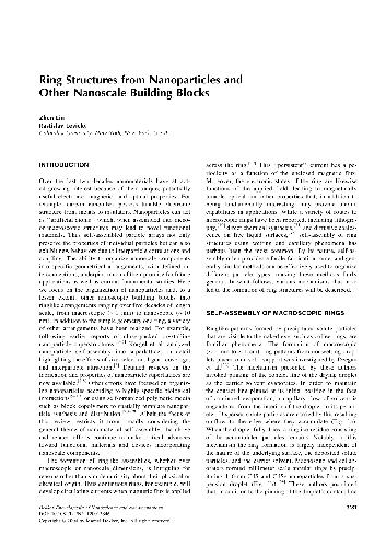 Encyclopedia Of Nanoscience And Nanotechnology Ring Structures From Nanoparticles And Other Nanoscale Building Blocks Zhen Liu Mdekker