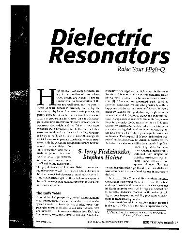 Ieeedielectric Resonators S Jerry Fiedziuszko Stephen Holme