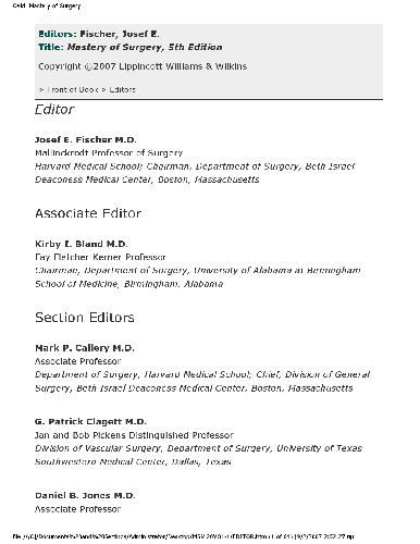 Mastery Of Surgery 5th Edition J Fischer