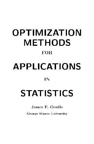 Optimization Methods For Applications In Statistics James E Gentle
