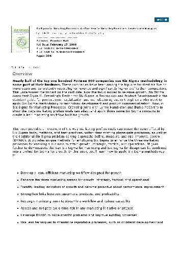 Six Sigma For Marketing Processes Clyde M Creveling Lynne Hambleton