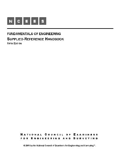 Fundametals Of Engineering Supplied Reference Handbook 5th Ed