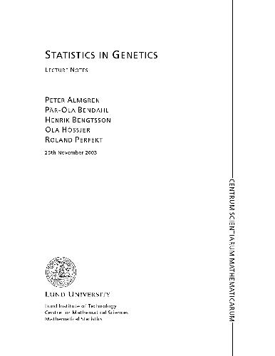 Statistics In Genetics Almgren P