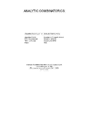 Analytic Combinatorics Mac Flajolet P Sedgewick R