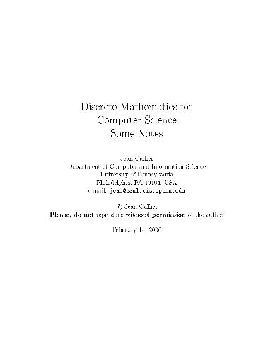 Discrete Mathematics For Computer Science Gallier J