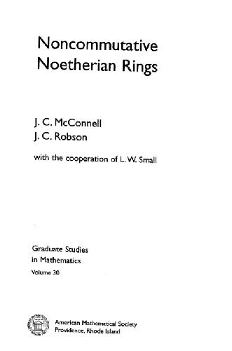 Noncommutative Noetherian Rings 2ed Mcconnell Jc Robson Jc