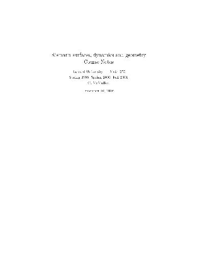 Riemann Surfaces Dynamics And Geometry Mcmullen C