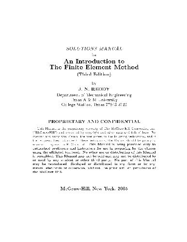 Solution Manual For Introduction To Finite Element Analysis 3ed Reddy Jn
