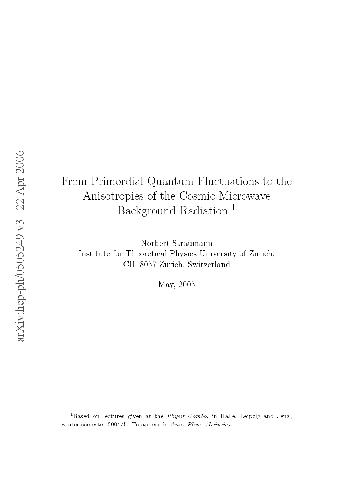 From Primordial Quantum Fluctuations To The Anisotropies Of Cmbr Straumann N