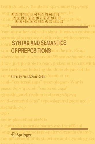 Syntax And Semantics Of Prepositions Text Speech And Language Technology 1st Edition Patrick Saintdizier