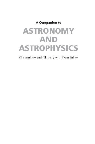 A Companion To Astronomy And Astrophysics Lang