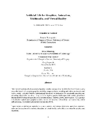 Artificial Life For Graphics Animation Multimedia And Virtual Reality Reduced Demitri Terzopoulos