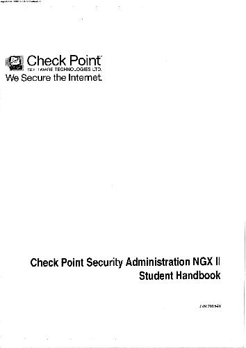 Security Administration Ii Ngx Check Point Software Technologies