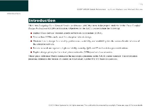 Ccdp Arch 642873 Exam Quick Reference Sheets