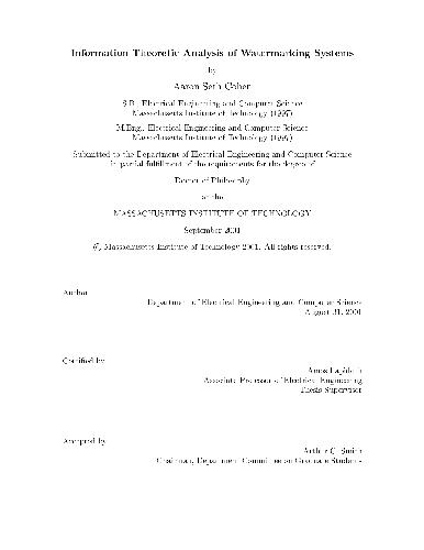 Information Theoretic Analysis Of Watermarking Systems Cohen