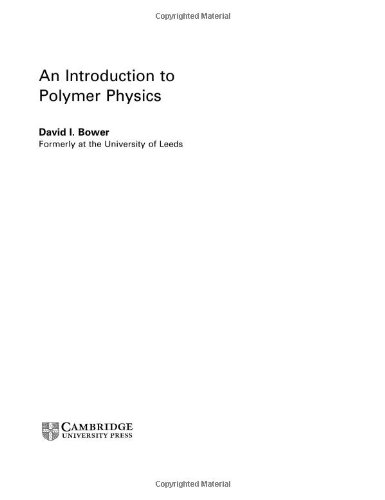 An Introduction To Polymer Physics 1st Edition David I Bower