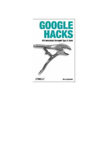 The Google Hacks Tara Calishain Rael Dornfest