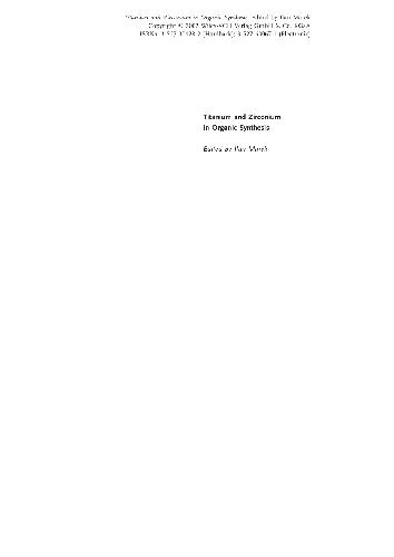 Titanium And Zirconium In Organic Chemistry Marek I Ed