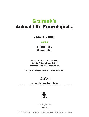 Grzimeks Animal Life Encyclopedia Mammals Pictures Only 2nd Edition Hutchins M