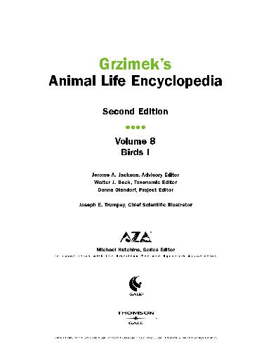 Grzimeks Animal Life Encyclopedia 2nd Ed Birds Pictures Only 2nd Edition Hutchins M