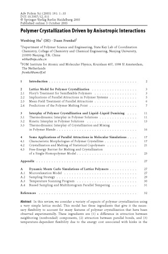 Interphases And Mesophases In Polymer Crystallization Iii Wenbing Hu