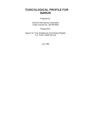 Toxicological Profiles Barium Agency For Toxic Substances And Disease Registry