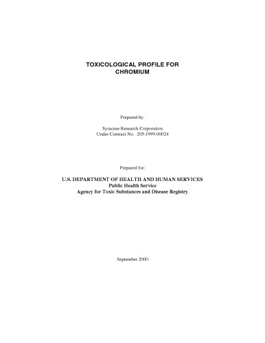 Toxicological Profiles Chromium Syracuse Research Corporation