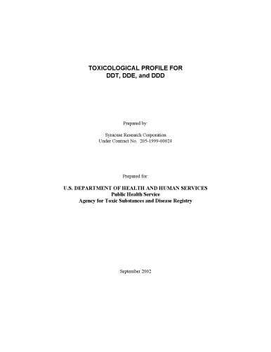 Toxicological Profiles Ddt Dde And Ddd David Satcher