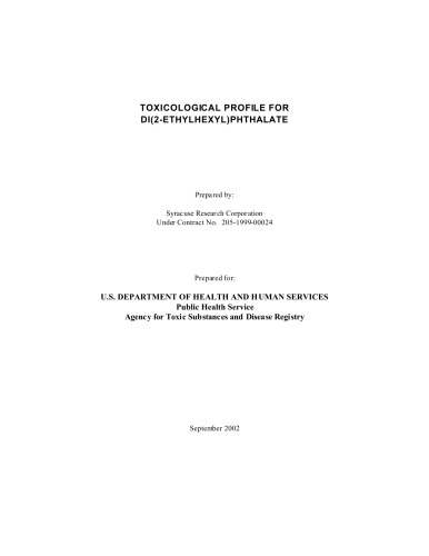Toxicological Profiles Di2ethylhexylphthalate Dvm Phd Stephanie Milesrichardson