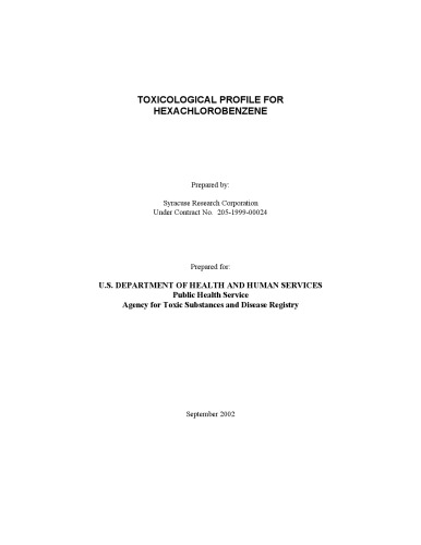 Toxicological Profiles Hexachlorobenzene Syracuse Research Corporation