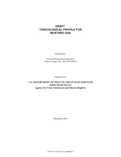 Toxicological Profiles Mustard Gas Dept Of Health