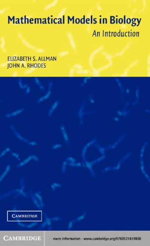 Mathematical Models In Biology An Introduction Elizabeth S Allman