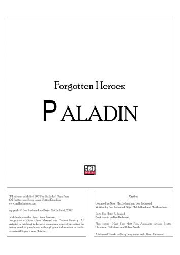 D20 Forgotten Heroes Paladin Ben Redmond Nigel Mcclelland Matthew Sims