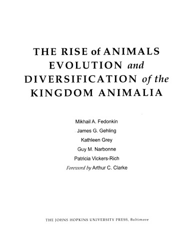 The Rise Of Animals Evolution And Diversification Of The Kingdom Animalia Fedorkin