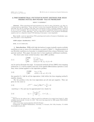 A Pseudospectral Fictitious Point Method For High Order Initialboundary Value Problems Fornberg