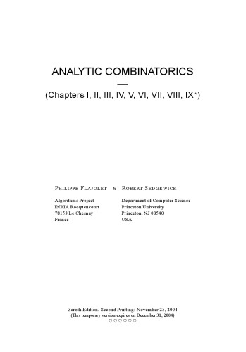 Analytic Combinatorics Flajolet Sedgewick